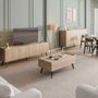 Hanah Home KNS-740-FF-2 Consola Roble, 180x100x43 cm, Tablero de Partículas Melamina, Estantes, Roble